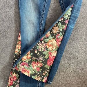 Floral Panel Blue Jeans